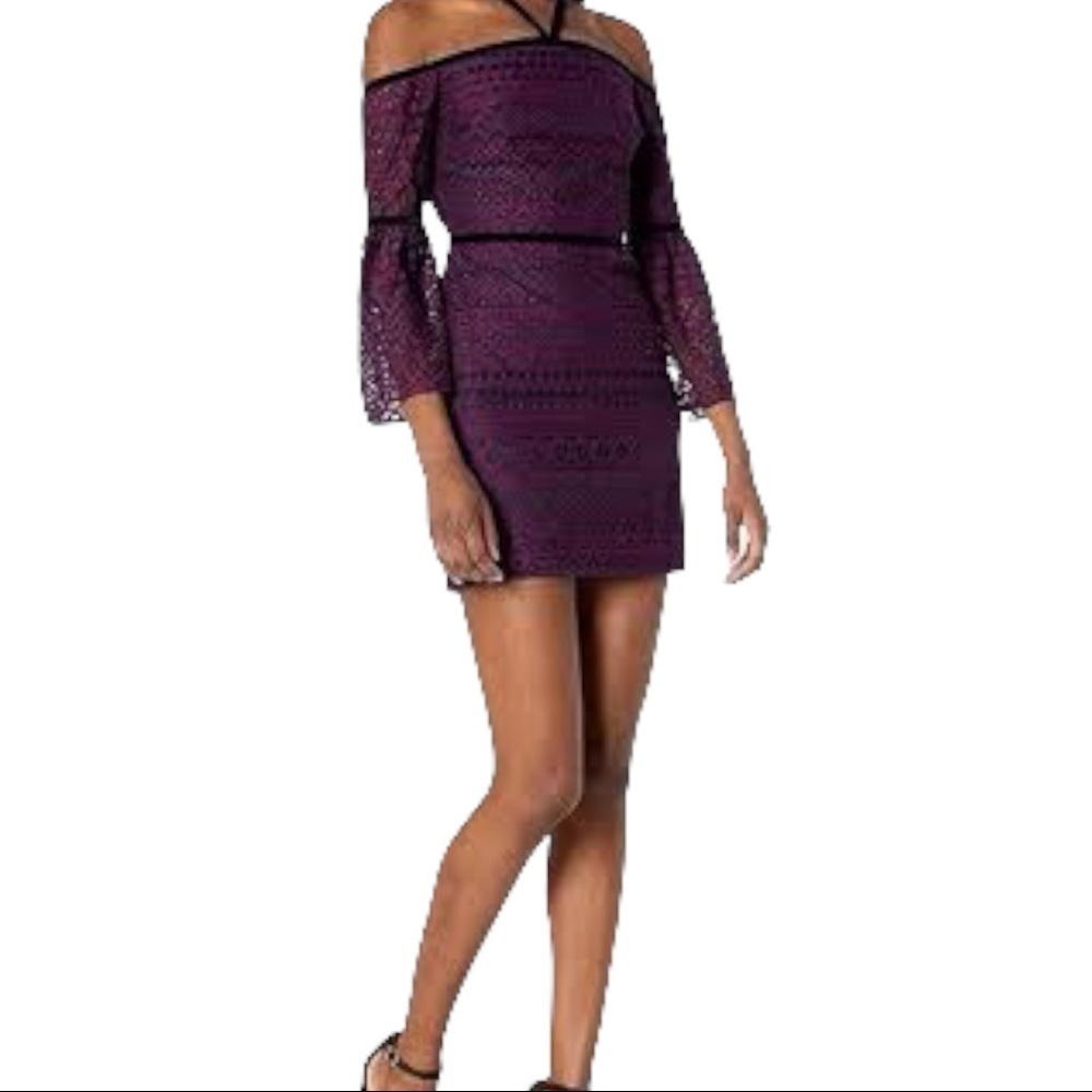 LIKELY KAKKI OFF THE SHOULDER MINI DRESS